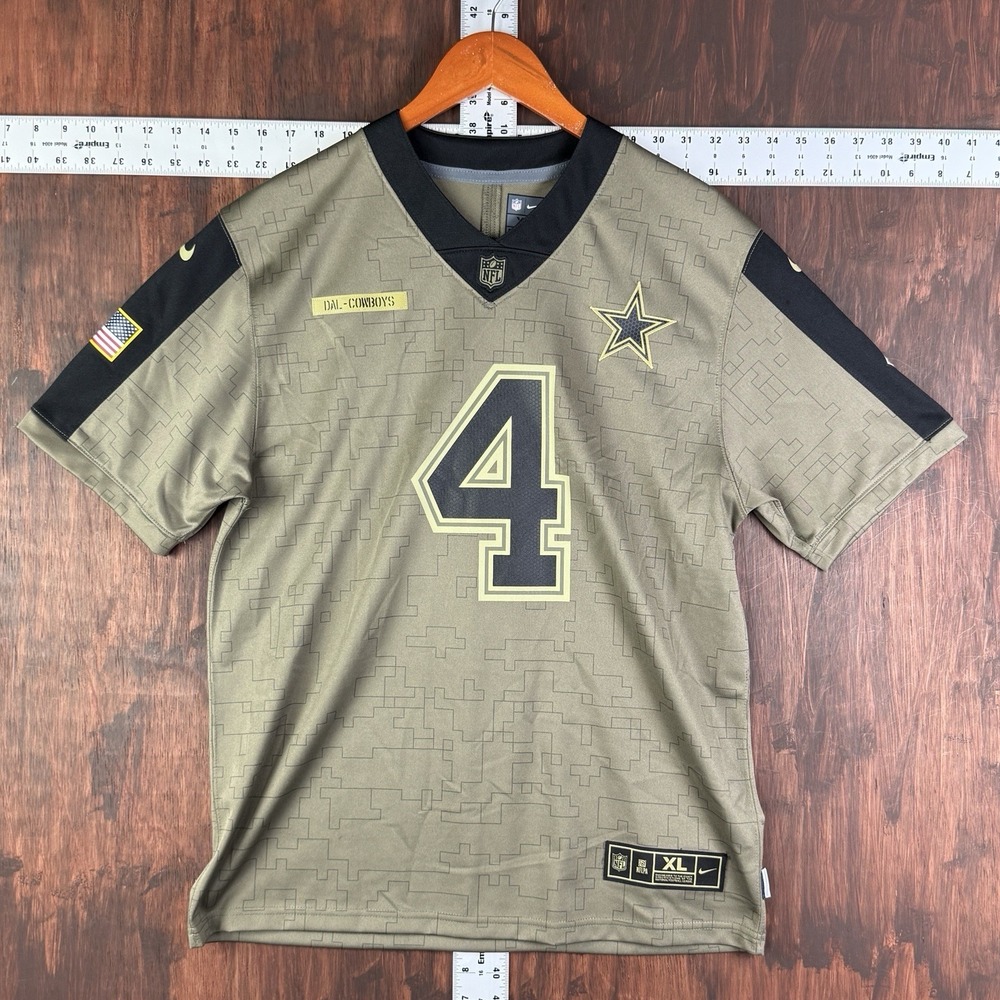 Dallas Cowboy Dak Prescott #4 2021 NFL Salute To Service Limited Jersey Youth XL